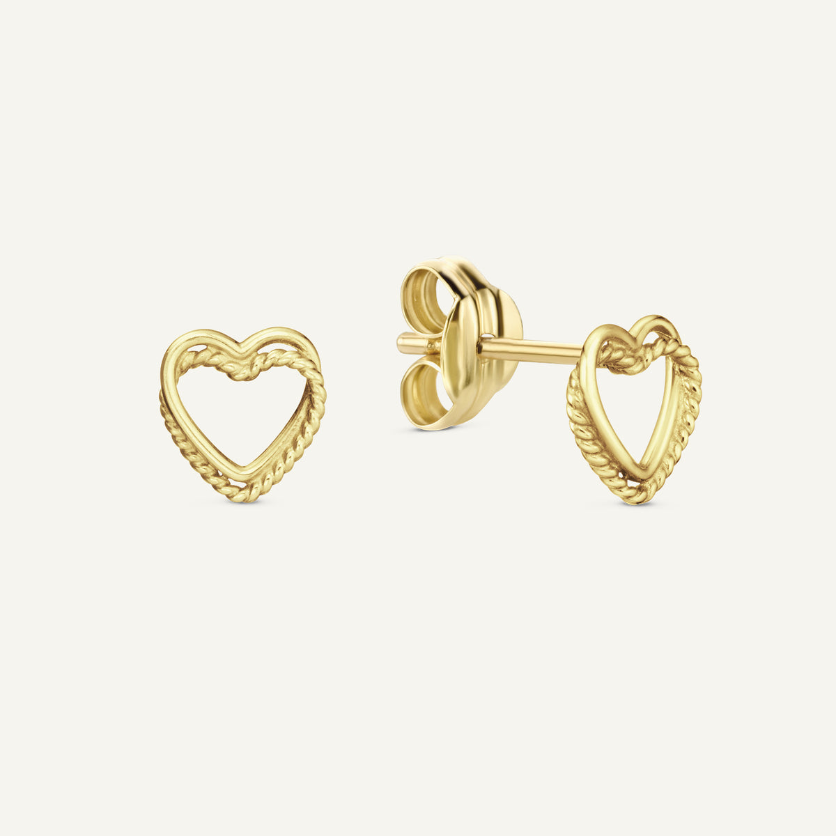Jackie Twisted Heart Studs in 14K Yellow Gold