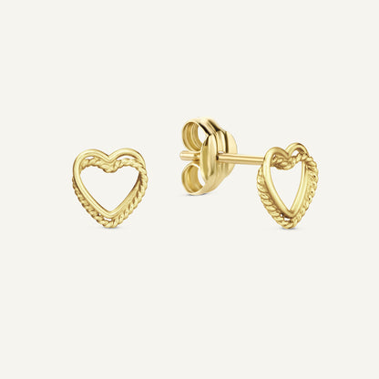 Jackie Twisted Heart Studs in 14K Yellow Gold