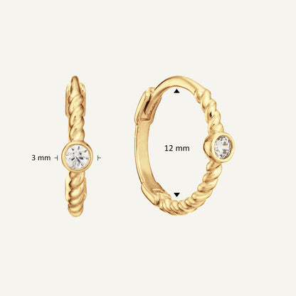 Jackie Oasis White Topaz Hoops in 14K Yellow Gold dimensions