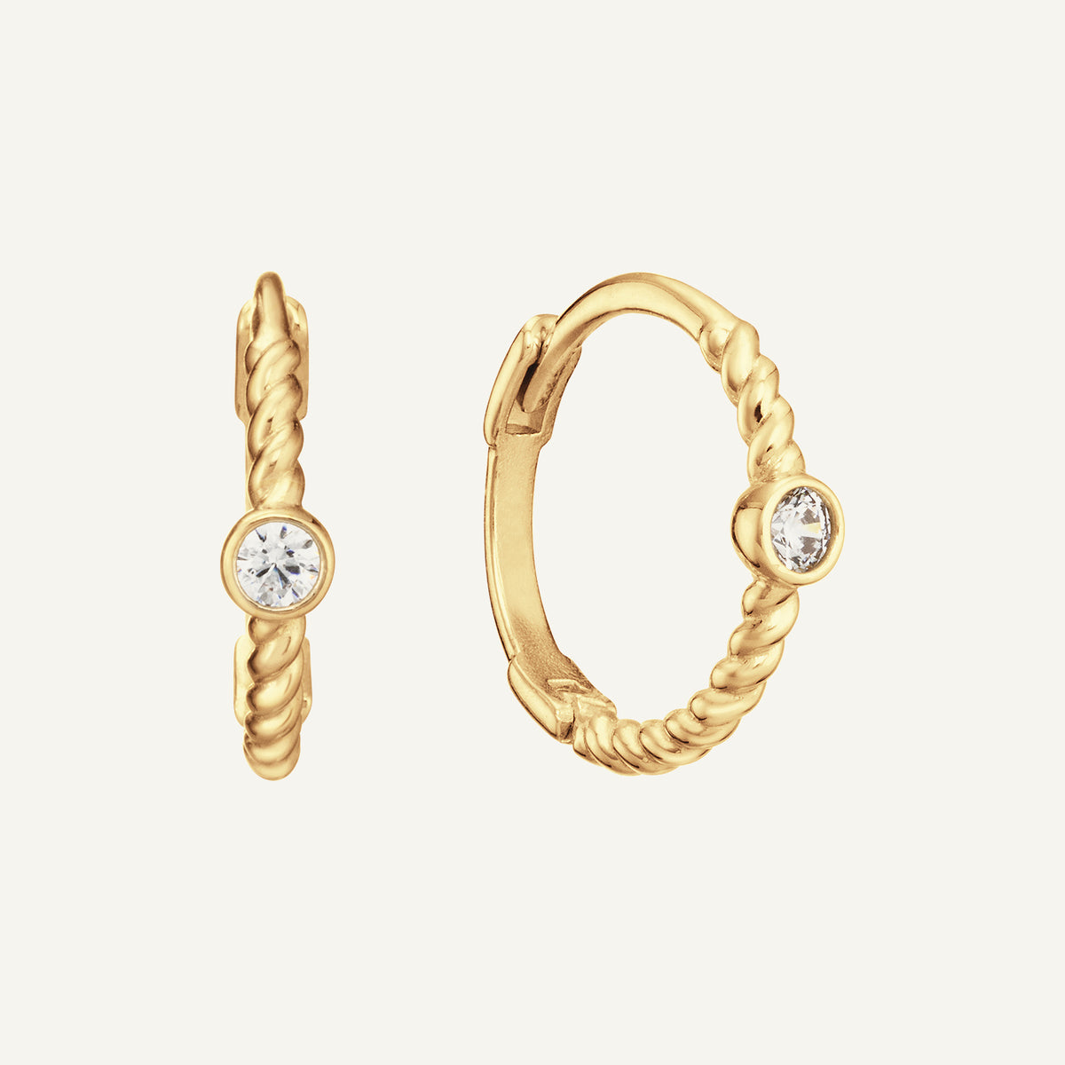 Jackie Oasis White Topaz Hoops in 14K Yellow Gold