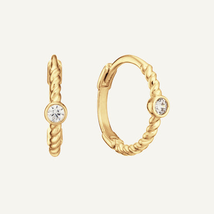 Jackie Oasis White Topaz Hoops in 14K Yellow Gold