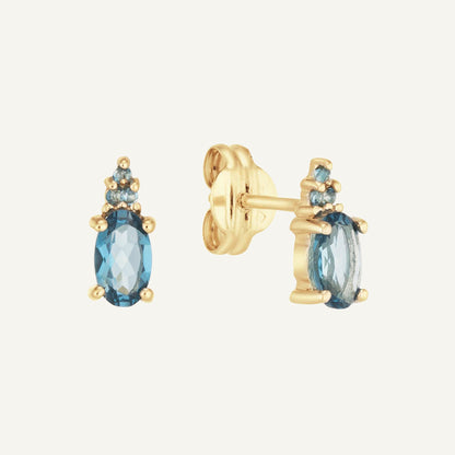 Jackie Vintage London Blue Topaz Studs in 14K Yellow Gold