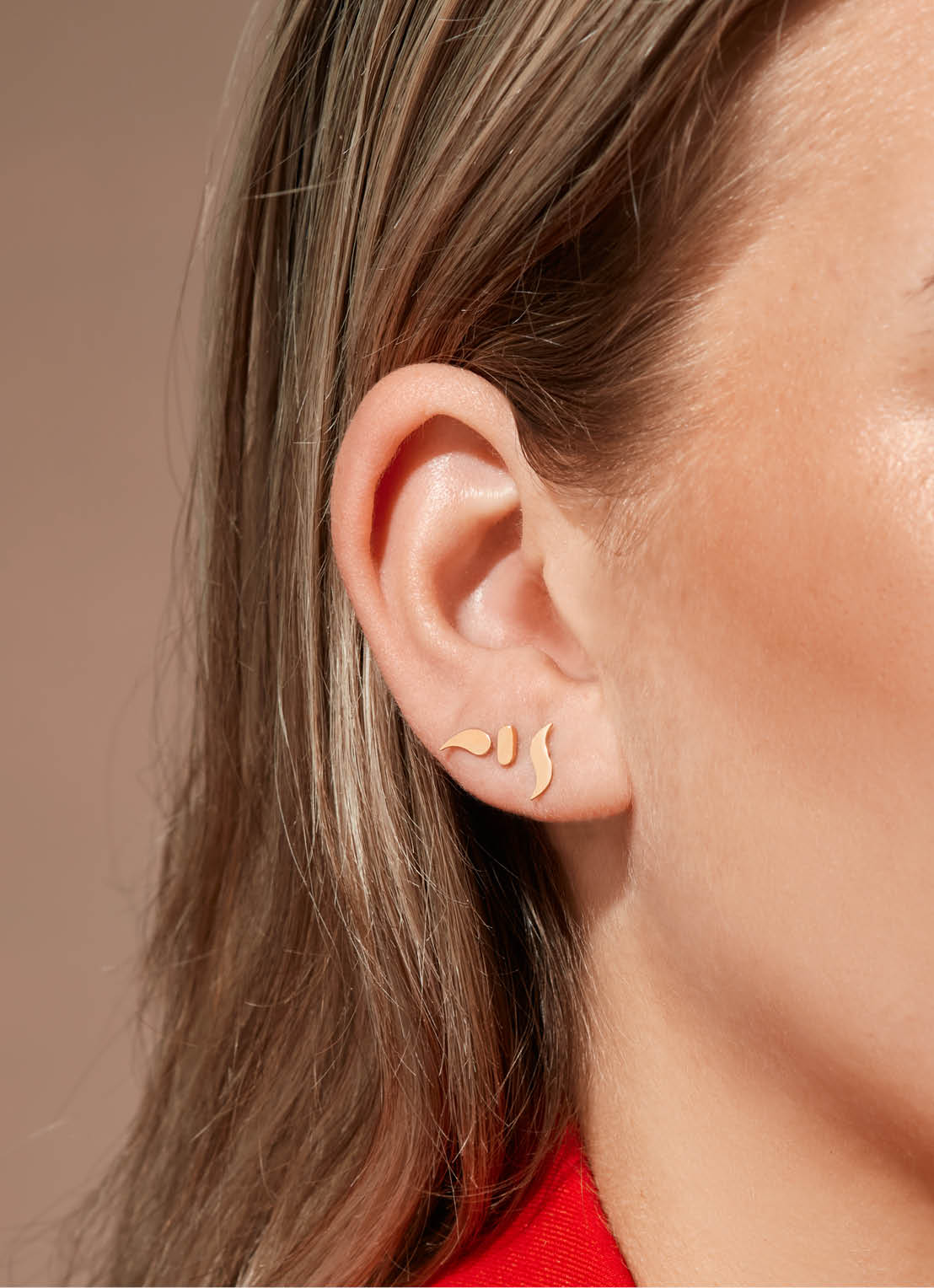 Jackie Vivaldi Studs in 14K Yellow Gold worn on ear