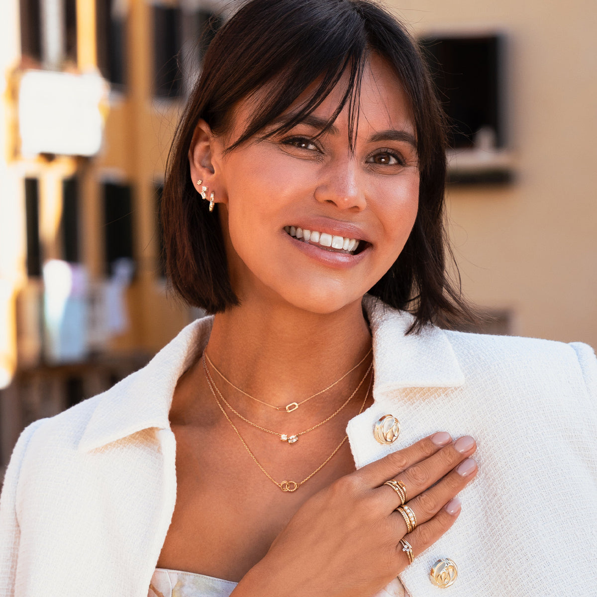 Jackie Festive Sparkling Studs in 14K Yellow Gold