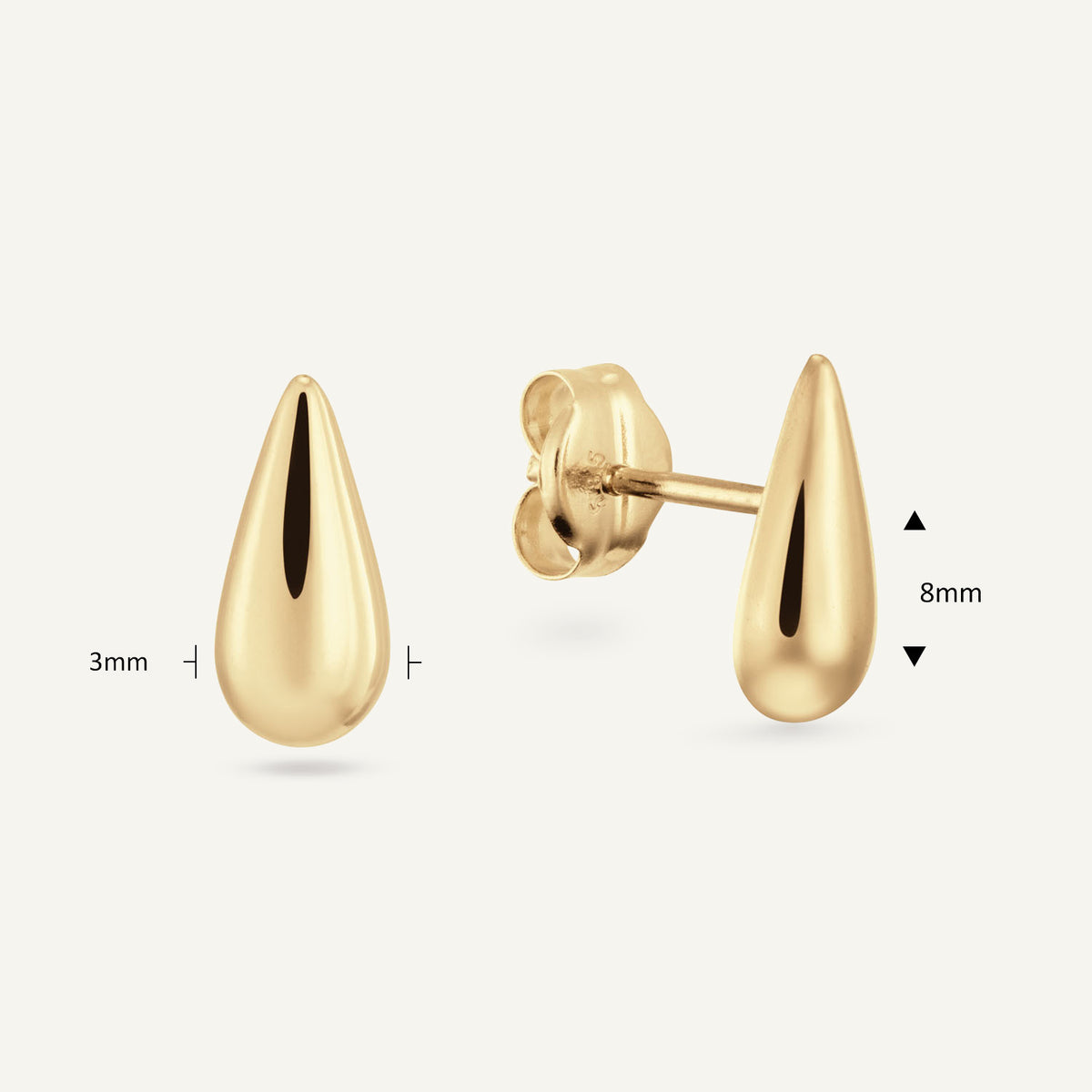 Jackie San Polo Studs in 14K Yellow Gold dimensions