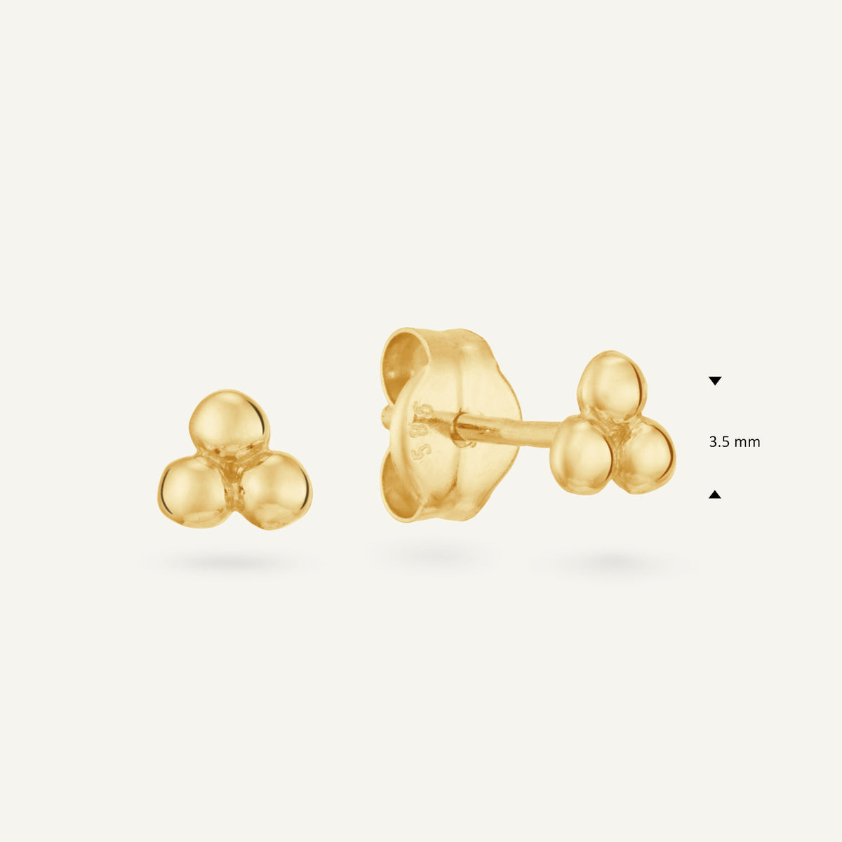 Jackie Old Mill Studs in 14K Yellow Gold dimensions