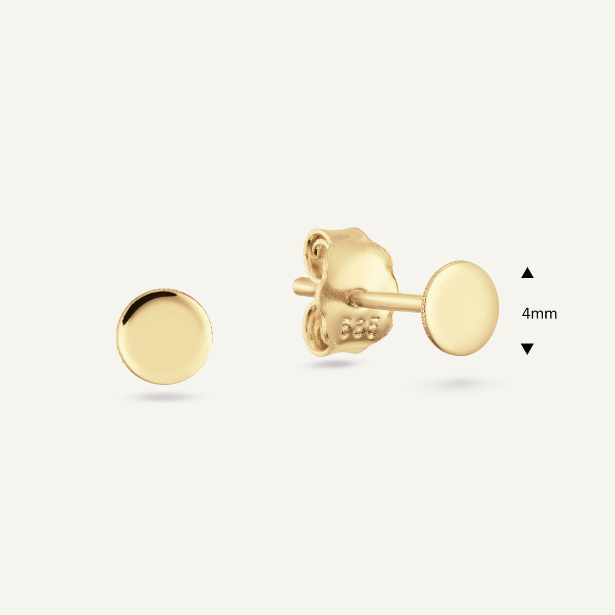 Jackie Disc Studs in 14K Yellow Gold dimensions