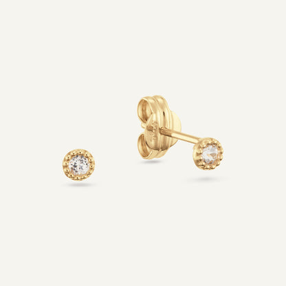Jackie Grimaldi White Topaz Studs in 14K Yellow Gold