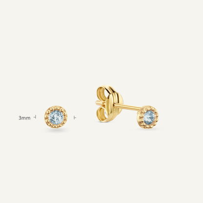 Jackie Grimaldi London Blue Topaz Studs in 14K Yellow Gold dimensions