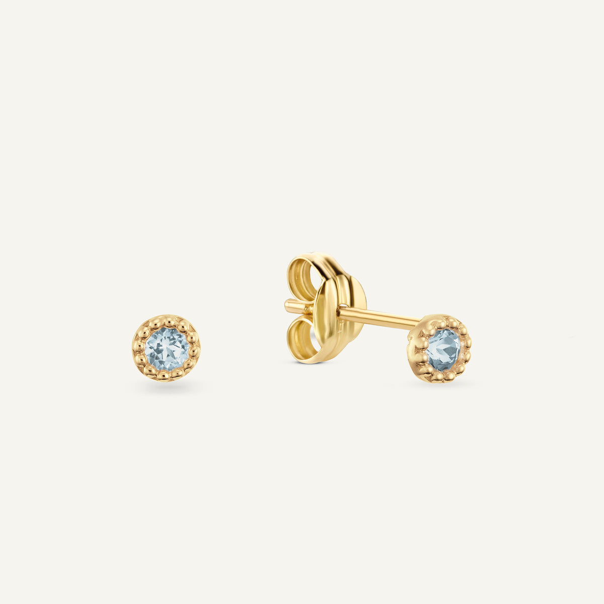 Jackie Grimaldi London Blue Topaz Studs in 14K Yellow Gold
