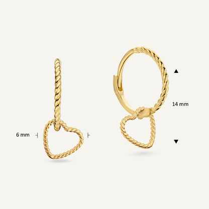 Jackie Amour Hoops in 14K Yellow Gold dimensions