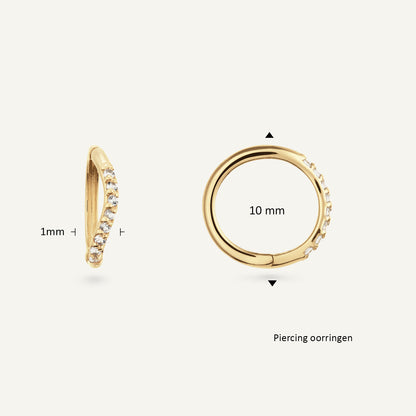 Jackie Riviera Piercing Hoops in 14K Yellow Gold dimensions