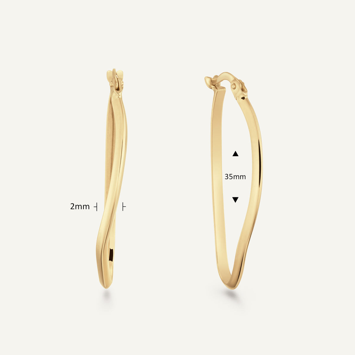 Jackie Antibes Hoops in 14K Yellow Gold dimensions