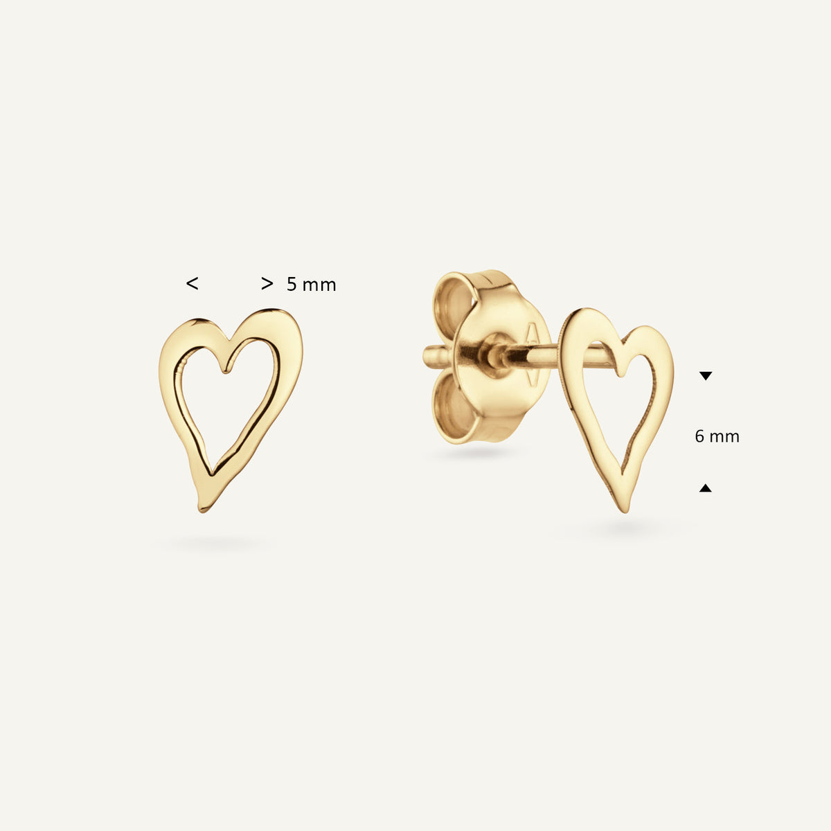 Jackie Cheers To Love Studs in 14K Yellow Gold dimensions