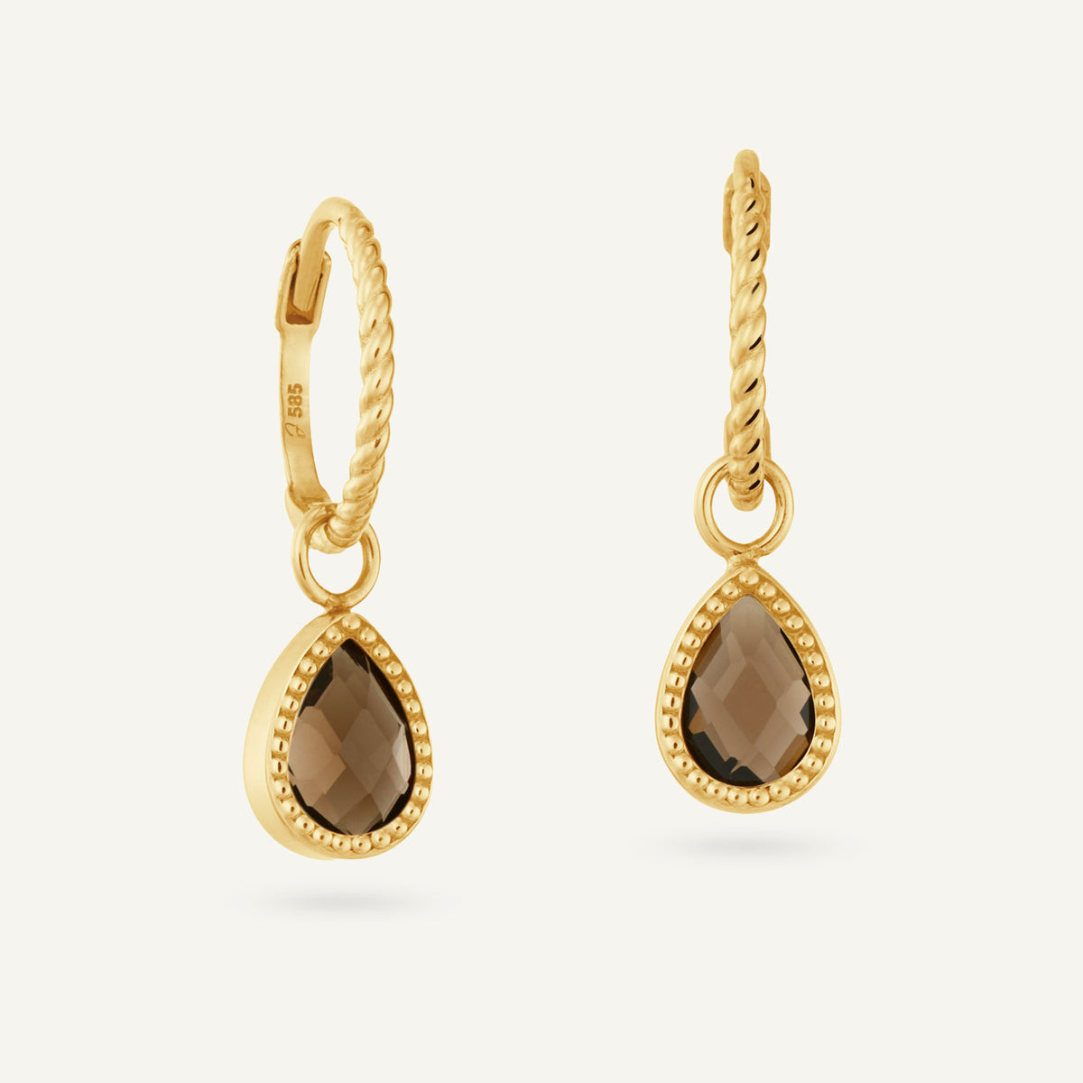 Jackie Amstel Smoky Quartz Hoops in 14K Yellow Gold