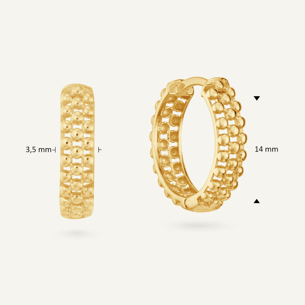 Jackie Arianne Hoops in 14K Yellow Gold dimensions