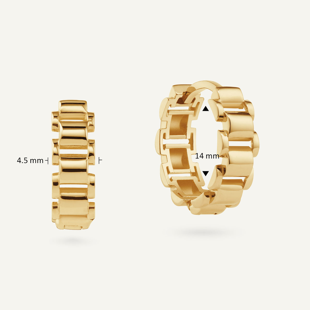 Jackie Dutch Hoops in 14K Yellow Gold dimensions