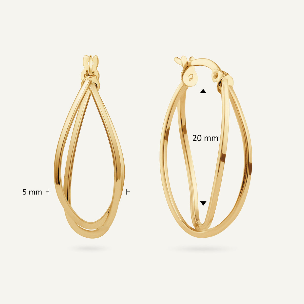 Jackie Maxima Hoops in 14K Yellow Gold dimensions