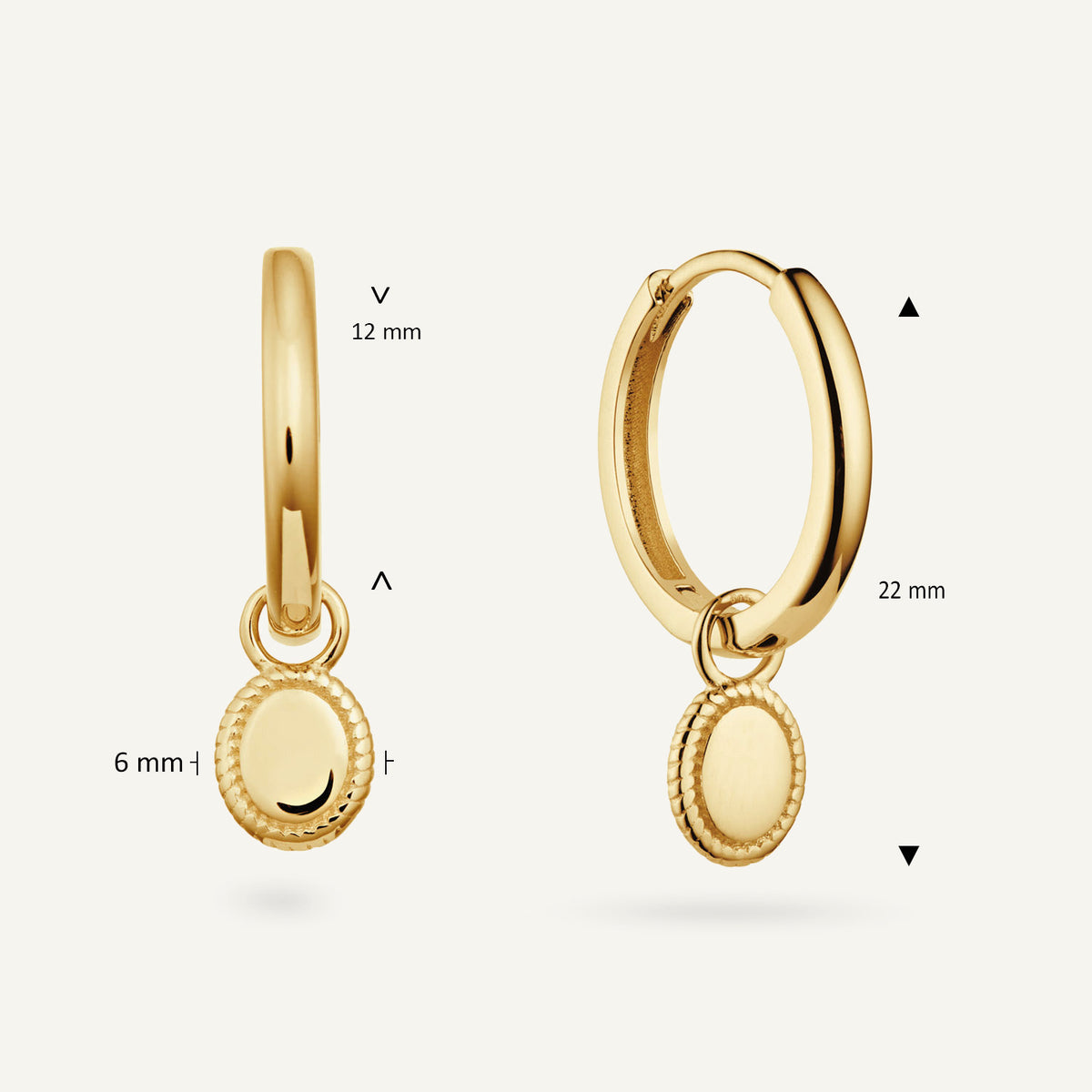 Jackie Amsterdam Hoops in 14K Yellow Gold dimensions