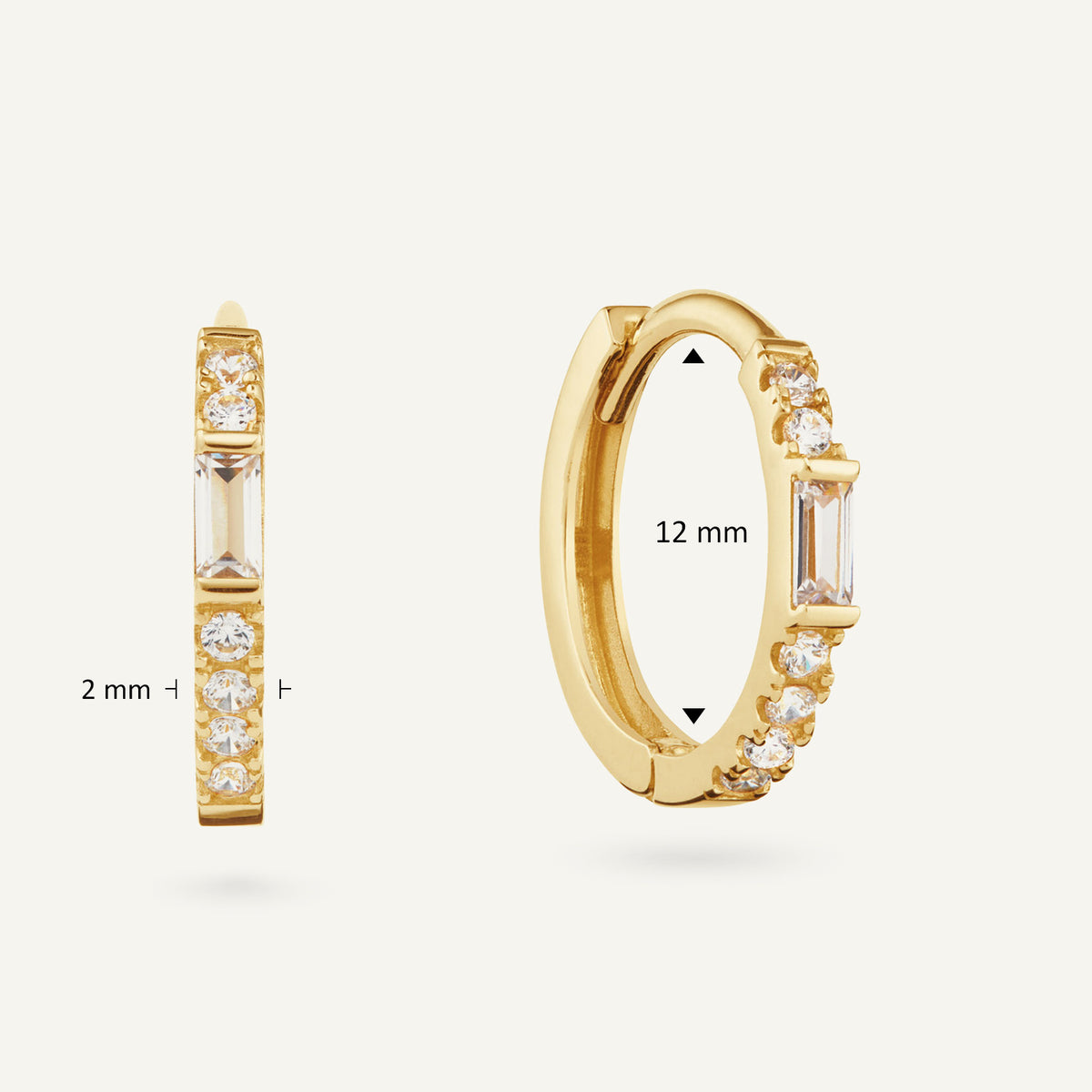 Jackie Mondriaan Hoops in 14K Yellow Gold dimensions