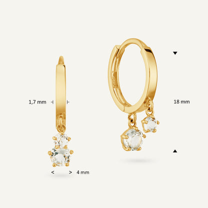 Jackie Alexia White Topaz Hoops in 14K Yellow Gold dimensions