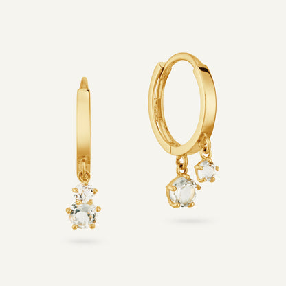 Jackie Alexia White Topaz Hoops in 14K Yellow Gold