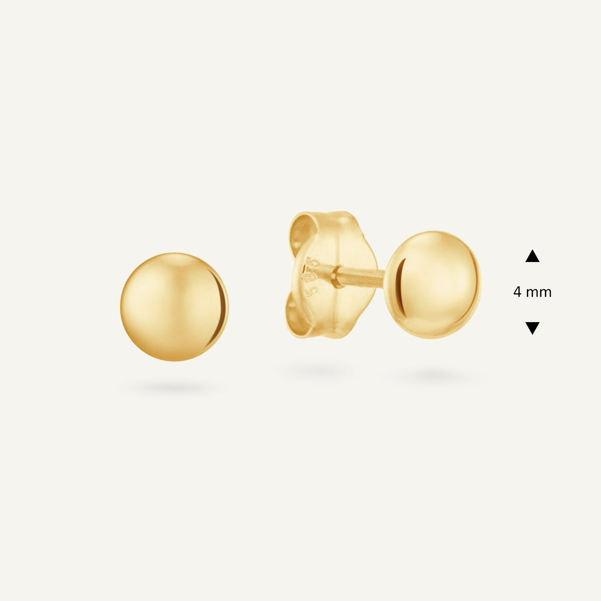 Jackie Holland Studs 4mm in 14K Yellow Gold dimensions