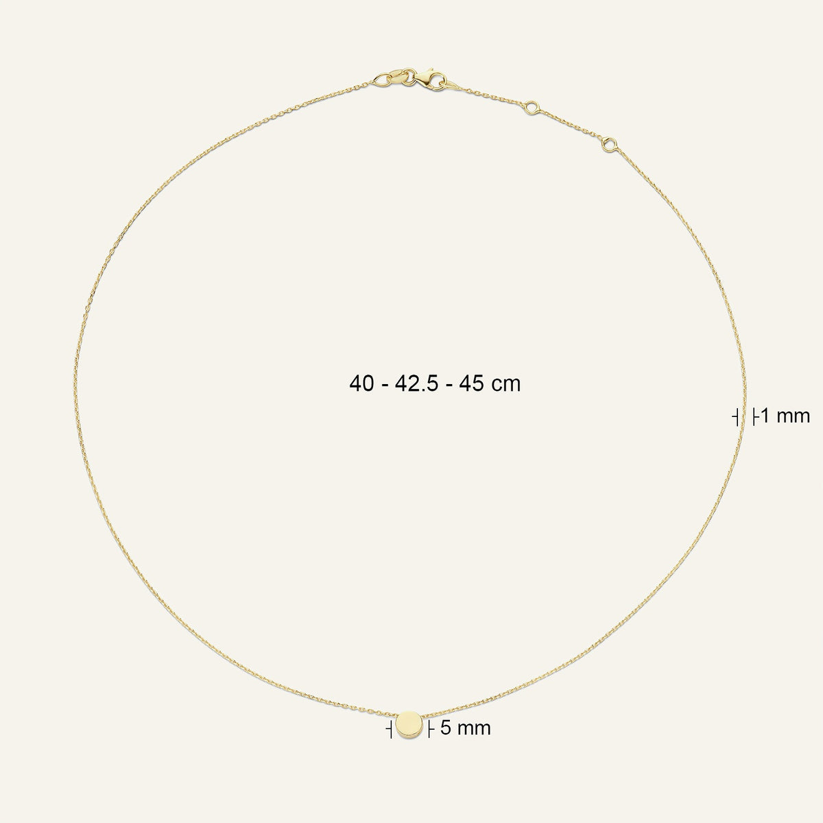 Jackie Amsterdam Plain Circle necklace dimensions