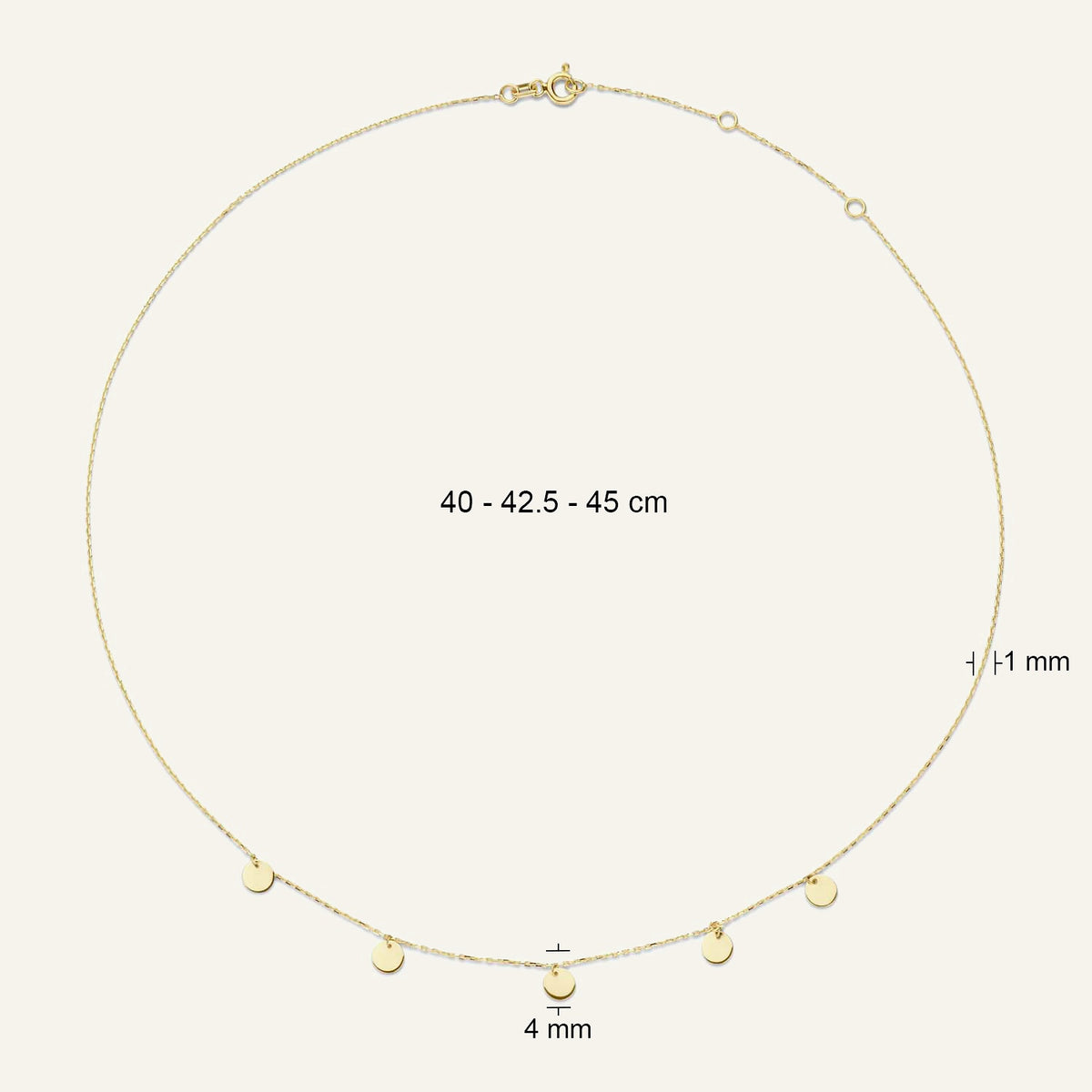 Jackie Amsterdam Disc necklace dimensions