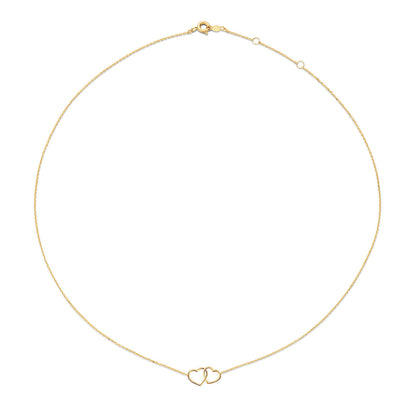 Jackie Double Heart Necklace in 14K Yellow Gold - image 3