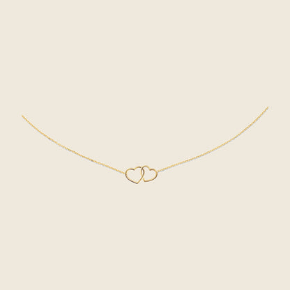 Jackie Double Heart Necklace in 14K Yellow Gold - image 1
