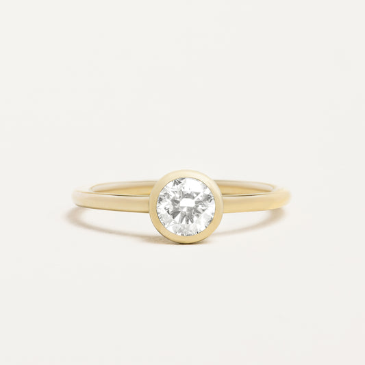 Large Bezel Round Cut Diamond Ring