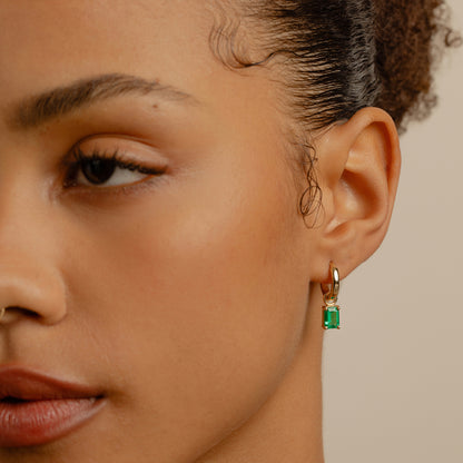 Large Emerald Charm for Hoops