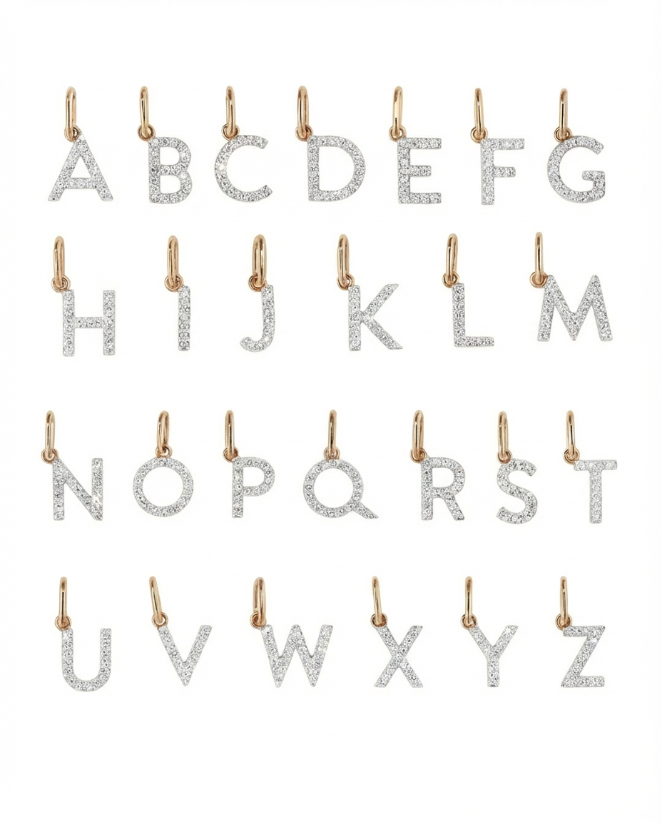 Diamond initial letter bracelet