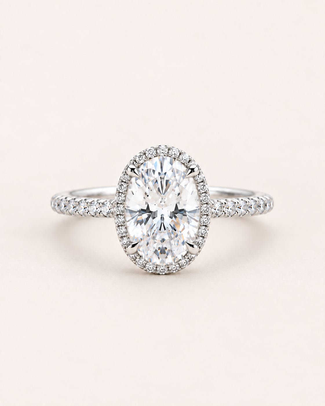 Pavé Oval Halo Engagement Ring