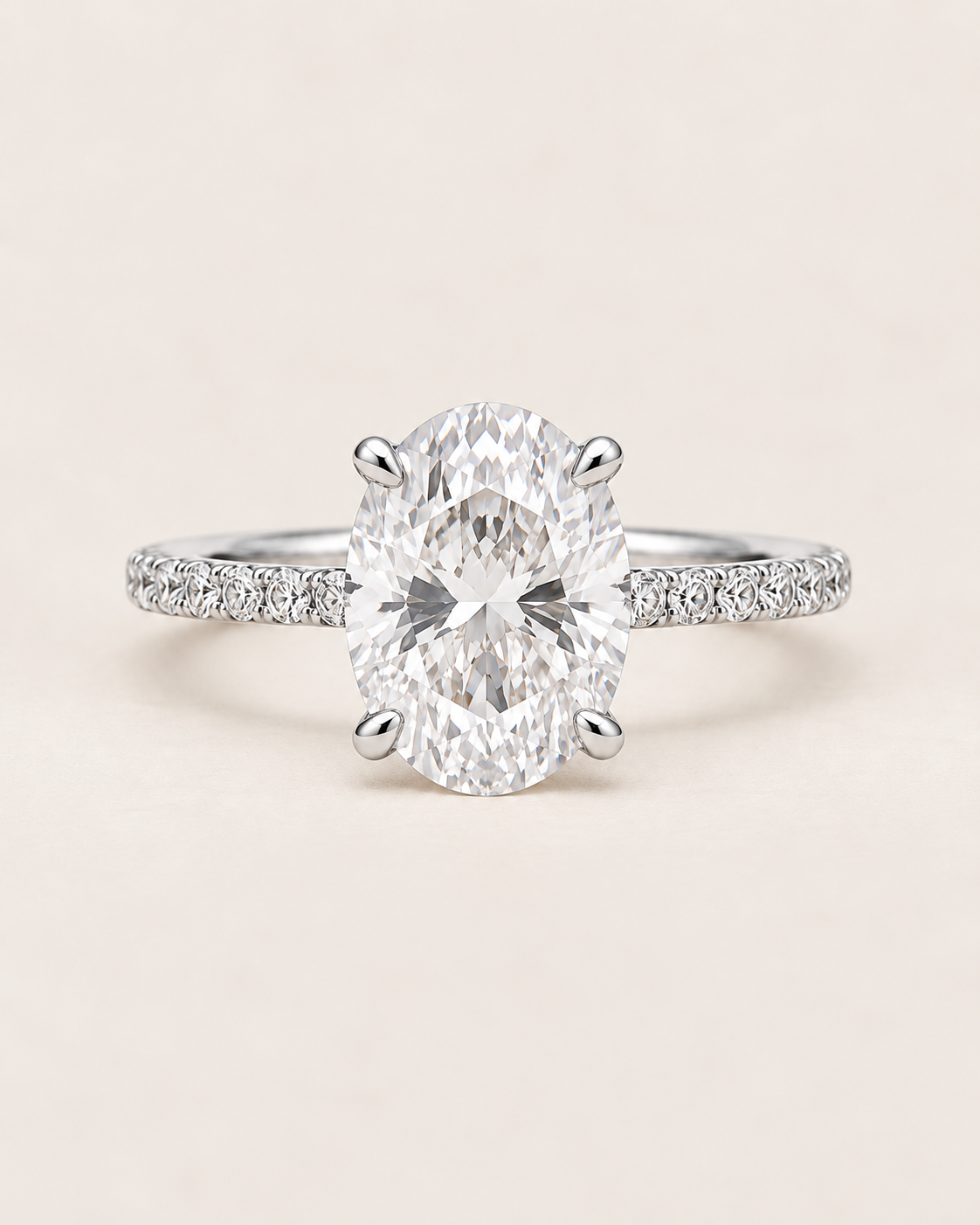 Pavé Oval Cut Engagement Ring