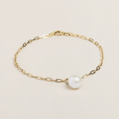 Bracelet paperclip avec breloque perle