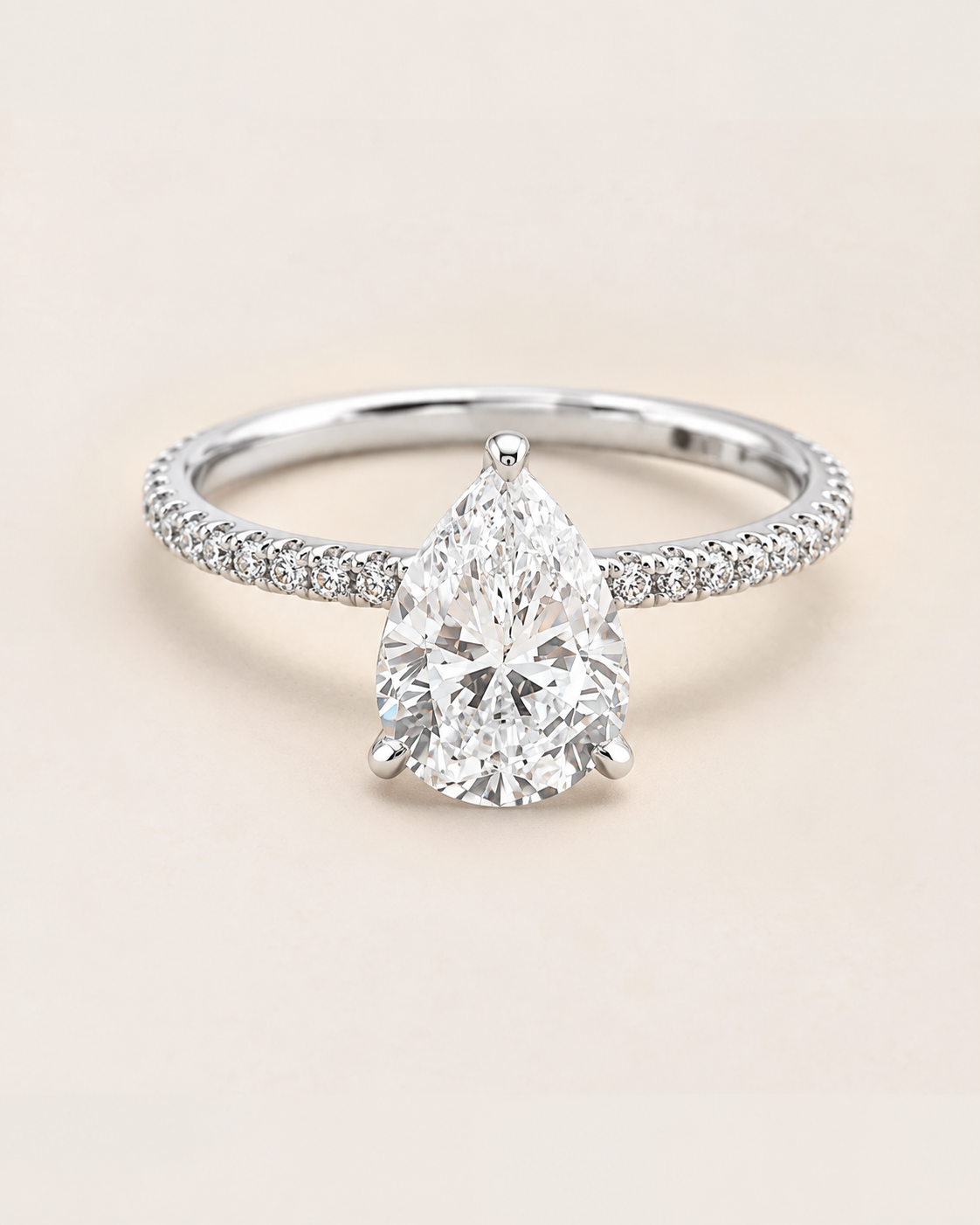 Pear Shaped Engagement Ring With Petite Pavé