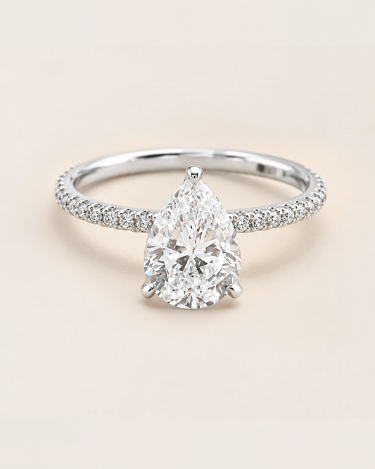 Pear Shaped Engagement Ring With Petite Pavé