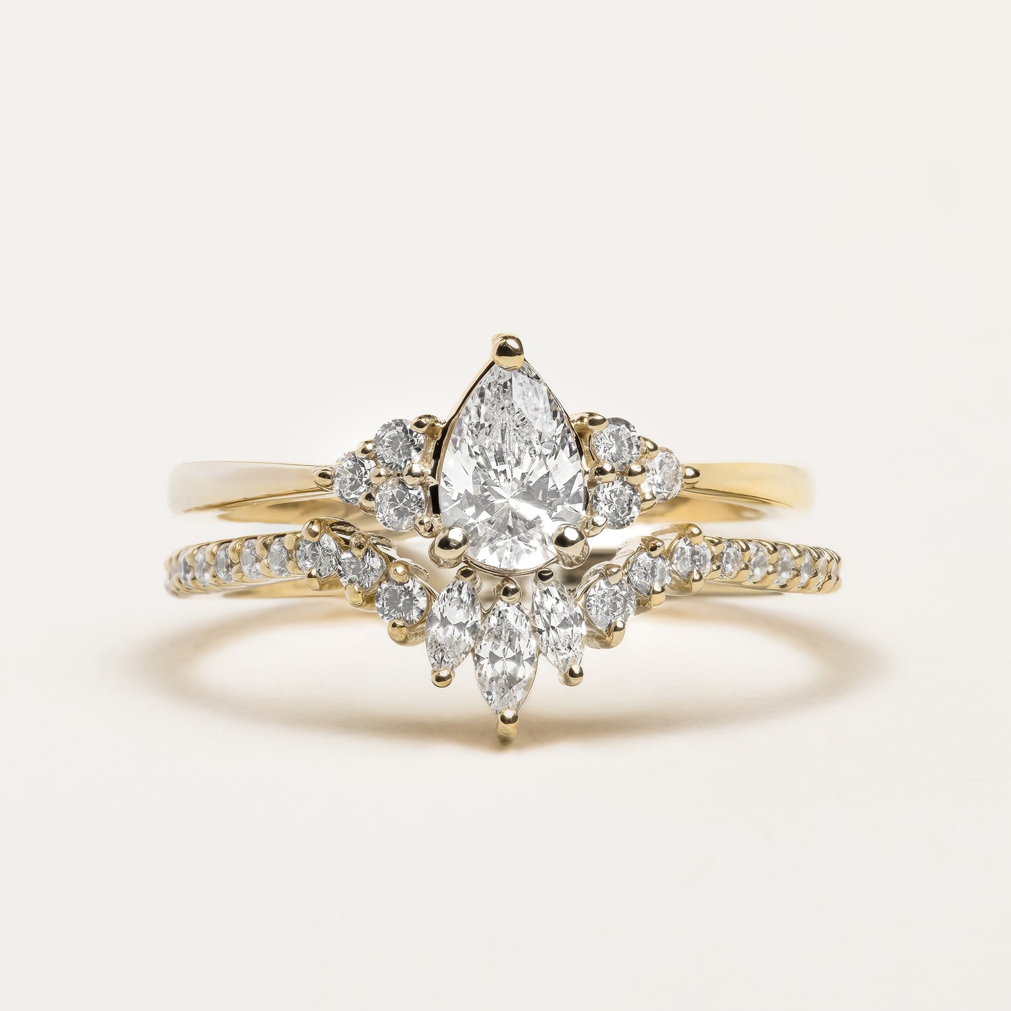 Pear and Marquise Double Diamond Rings