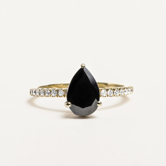 Pavé Pear Cut Black Diamond Ring