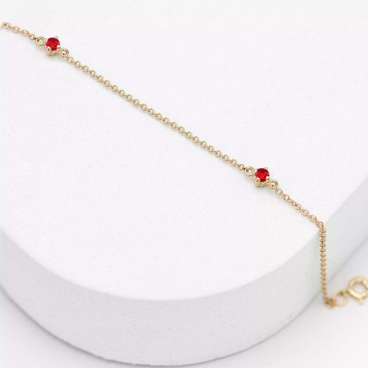 Personalized Station Bracelet with Ruby