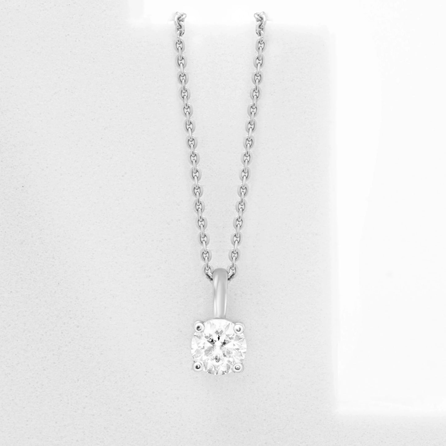 Proud Diamond White Solitaire Necklace 14K recycled gold white