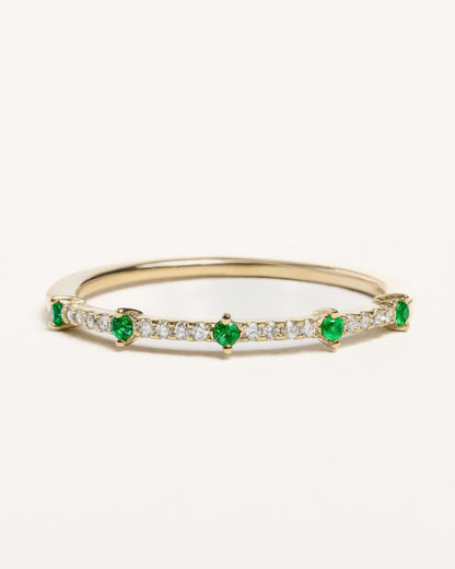 Emerald And Diamond Half Eternity Band