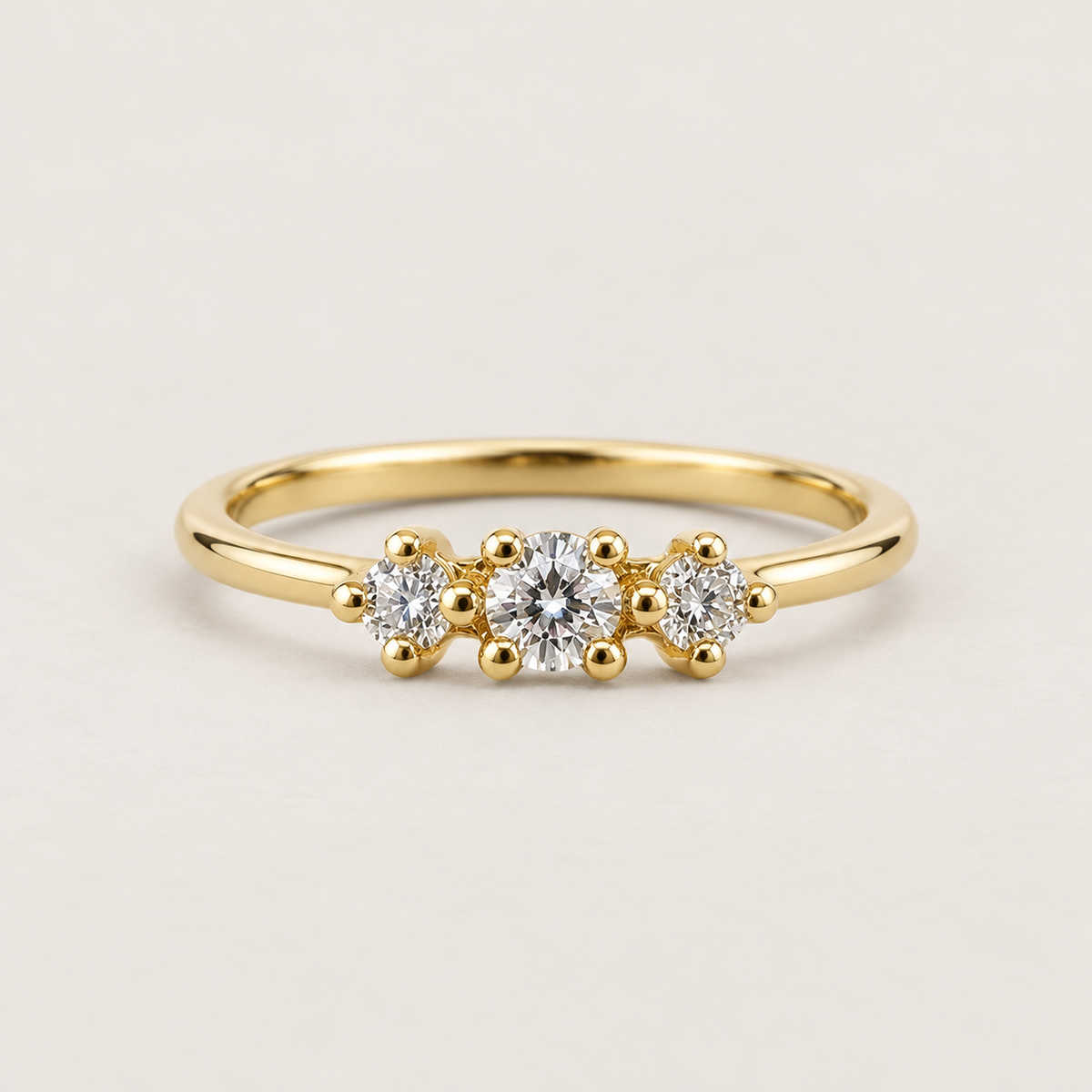 Three Round Diamond Ring in Gold - product view