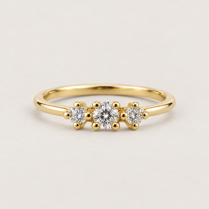 Three Round Diamond Ring in Gold - product view