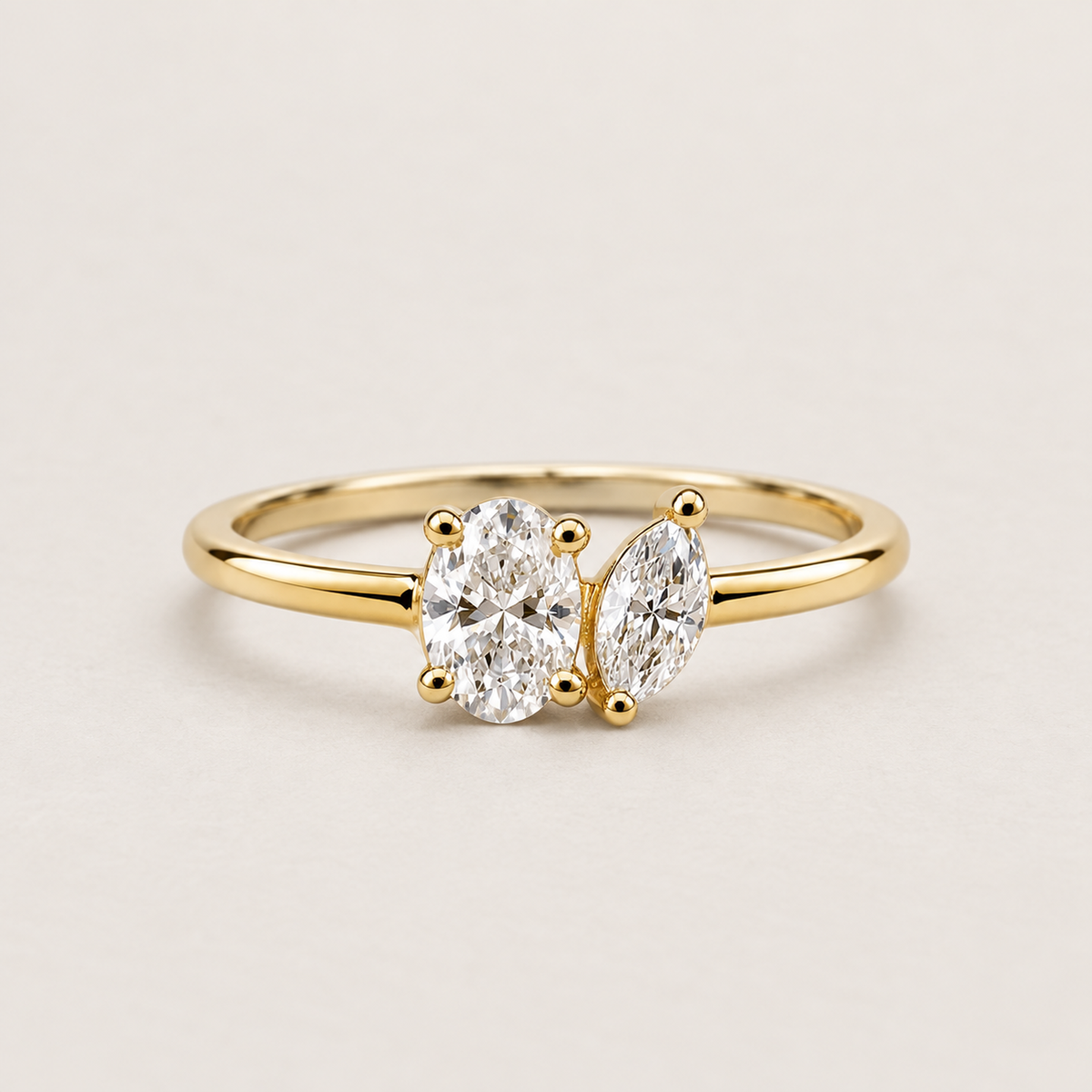 Double Oval Diamond Ring in Gold - product view