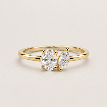 Double Oval Diamond Ring in Gold - product view
