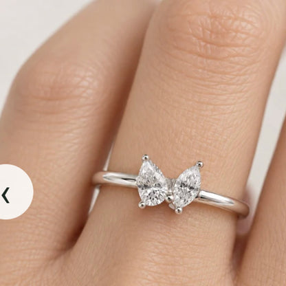 Double Pear Diamond Ring in Gold illustrative worn view with indicative color and proportions