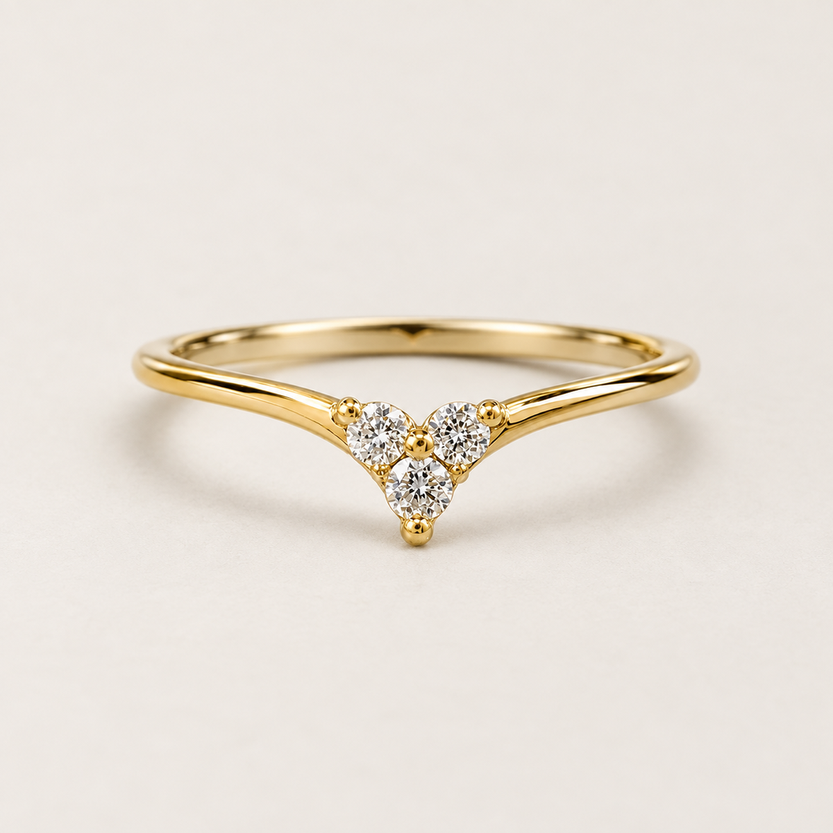 Chevron Diamond Ring in Gold - product view